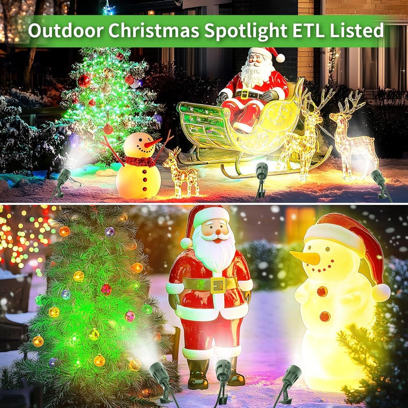 QITIM LED Christmas Spotlights Outdoor Plug in, Flood Stake Lights Outdoor, 5000K 350LM Landscape Light for Yard, Flag, Holiday Decor, Weather Resistant, 120V 6FT Power Cord, Green, ETL Listed, 2 Pack - Image 2